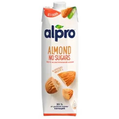 Alpro напиток миндальный без сахара, обогащенный кальцием и витаминами, 1л