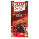 Torras темный шоколад без сахара с розовым перцем, корицей, красным перцем чили, 75 гр