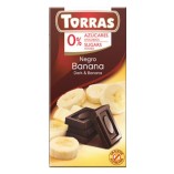 Torras темный шоколад без сахара с кусочками банана, 75 гр