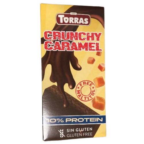 Torras темный шоколад без сахара Crunchy Caramel, 10% протеина, 100 гр
