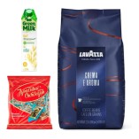 Кофе в зернах, овсяный напиток и конфеты Мишка косолапый