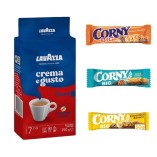 Кофе молотый и три батончика Corny