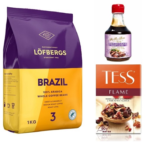 Кофе в зернах, соус Терияки и травяной чай