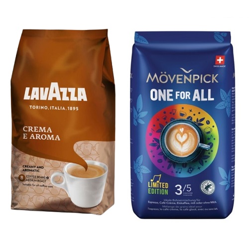 Два вида кофе в зернах