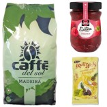 Кофе в зернах Gima, джем малина и финиковые батончики