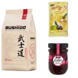 Кофе зерновой, финиковые батончики и желе Лесная ягода