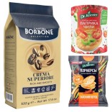 Кофе в зернах и 2 вида хлебцев