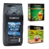 Кофе в зернах Veronese и 2 пакетированных чая