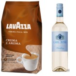 Кофе в зернах Lavazza и вино безалкогольное