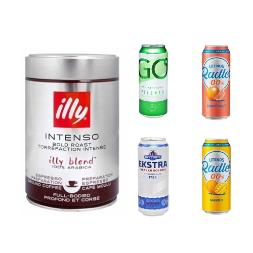 Кофе illy и 4 банки пива Кофе illy и 4 банки пива