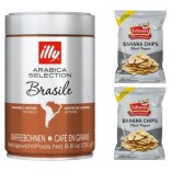 Кофе в зернах и банановые чипсы