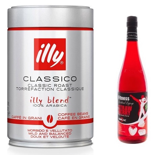 Кофе в зернах и сироп Фитнес Клубника