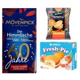 Кофе в зернах, чипсы кукурузно-рисовые и бисквитное печенье