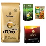 Кофе в зернах, травяной чай, чай черный и приправа