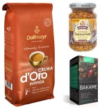 Кофе в зернах, горчица и вакаме