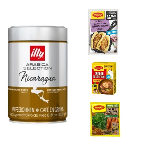 Кофе зерновой и 3 вида приправ