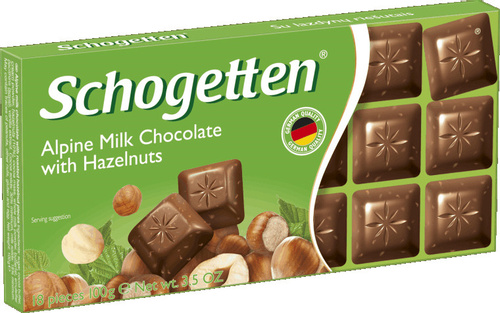 Schogetten шоколад молочный с фундуком, 100 гр
