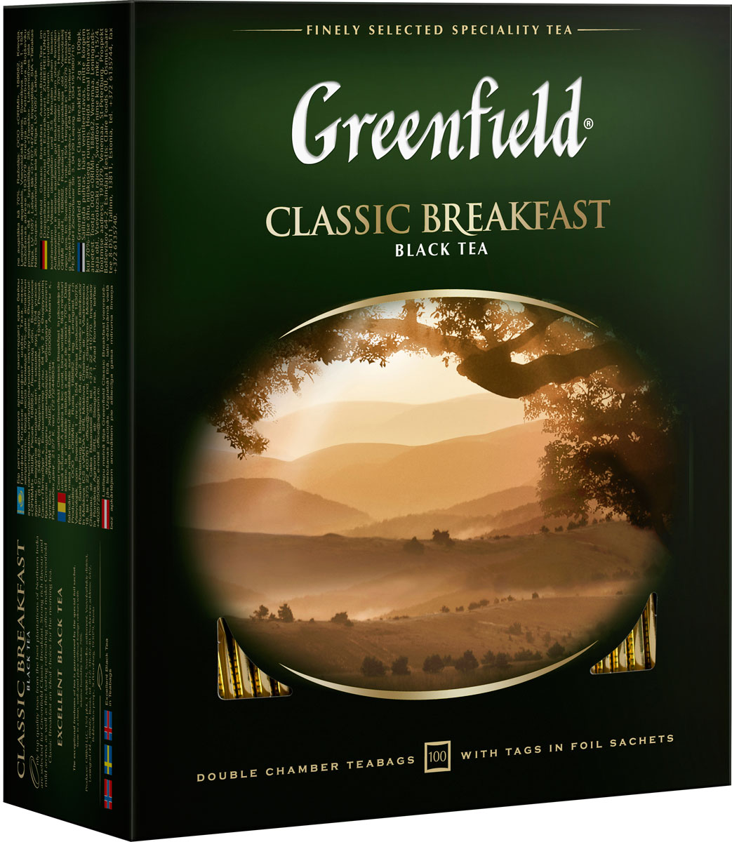 Greenfield черный чай Classic Breakfast, 100 пакетиков