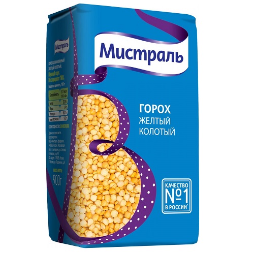Мистраль горох жёлтый колотый, 900 гр